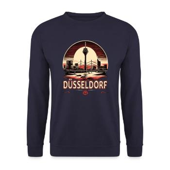 Dusseldorf Skyline Heart Love Home - Unisex Sweatshirt - navy - Front - Alina (178cm) & Michal (187cm)