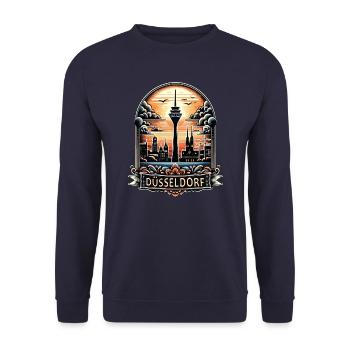 Dusseldorf Skyline Heart Love Home - Unisex Sweatshirt - navy - Front - Alina (178cm) & Michal (187cm)