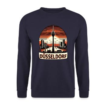 Dusseldorf Skyline Heart Love Home - Unisex Sweatshirt - navy - Front - Alina (178cm) & Michal (187cm)