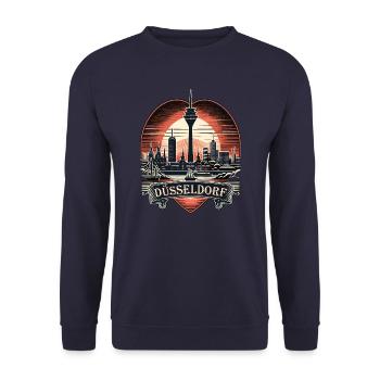 Dusseldorf Skyline Heart Love Home - Unisex Sweatshirt - navy - Front - Alina (178cm) & Michal (187cm)