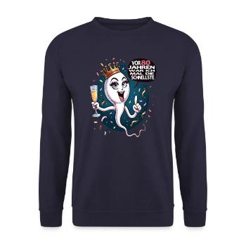Vor 80 Jahren War Ich die Schnellste Frau - Unisex Pullover - Navy - Vorne - Alina (178cm) & Michal (187cm)