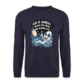 18 Years Ago I Was The Fastest Woman - Unisex Sweatshirt - navy - Front - Alina (178cm) & Michal (187cm)