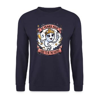 21 Years Ago I Was The Fastest Woman - Unisex Sweatshirt - navy - Front - Alina (178cm) & Michal (187cm)