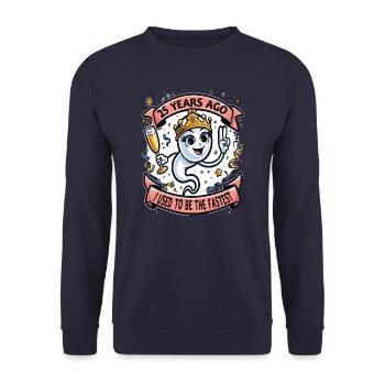 25 Years Ago I Was The Fastest Woman - Unisex Sweatshirt - navy - Front - Alina (178cm) & Michal (187cm)