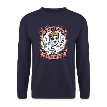 29 Years Ago I Was The Fastest Woman - Unisex Sweatshirt - navy - Front - Alina (178cm) & Michal (187cm)