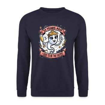 33 Years Ago I Was The Fastest Woman - Unisex Sweatshirt - navy - Front - Alina (178cm) & Michal (187cm)