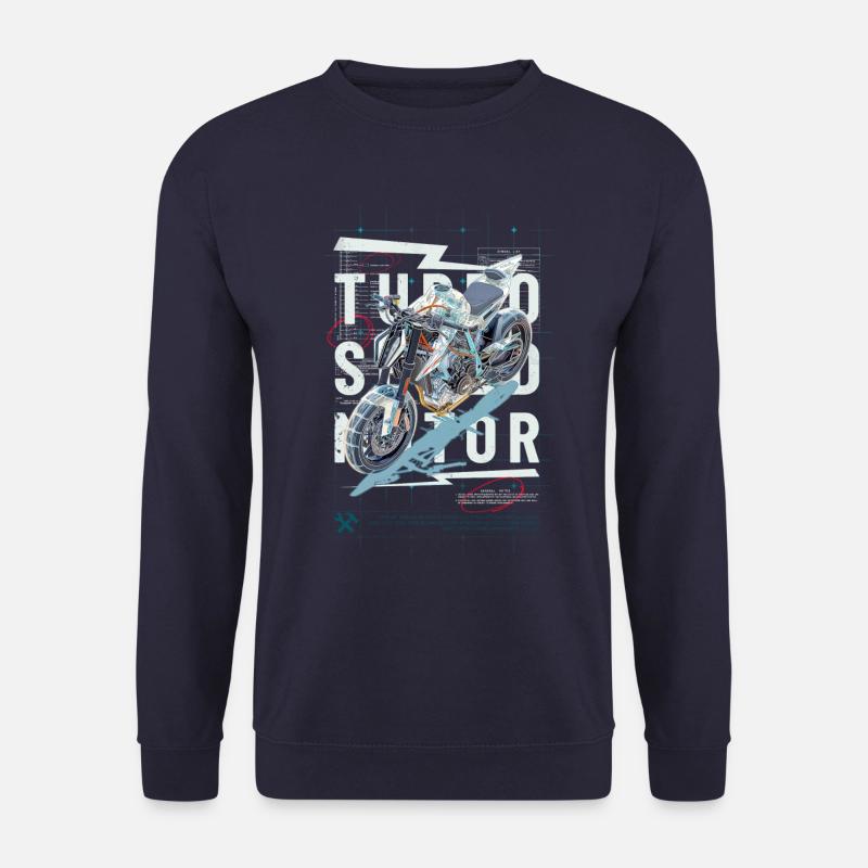 Motorcycle Technical Drawing - Unisex Sweatshirt - navy