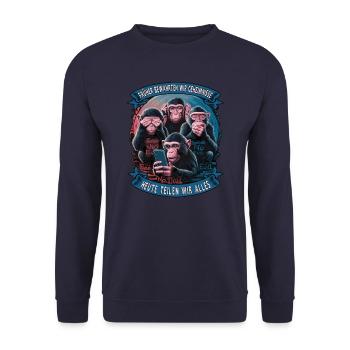 funny way monkey saying cell phone social media - Unisex Sweatshirt - navy - Front - Alina (178cm) & Michal (187cm)