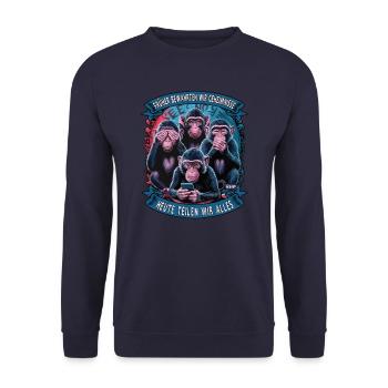 funny way monkey saying cell phone social media - Unisex Sweatshirt - navy - Front - Alina (178cm) & Michal (187cm)