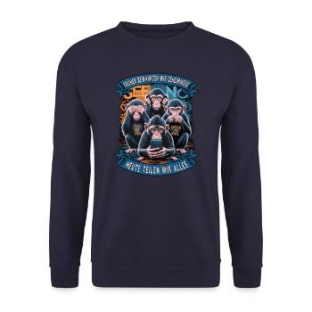 funny way monkey saying cell phone social media - Unisex Sweatshirt - navy - Front - Alina (178cm) & Michal (187cm)