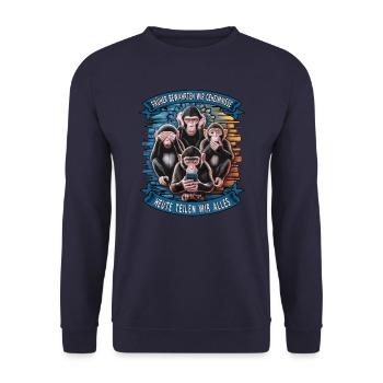funny way monkey saying cell phone social media - Unisex Sweatshirt - navy - Front - Alina (178cm) & Michal (187cm)