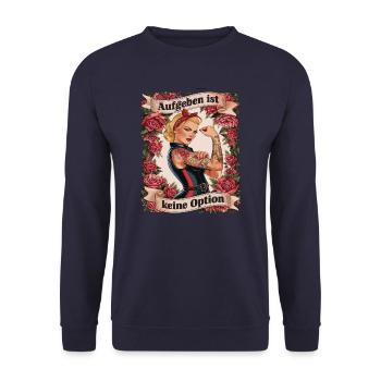 Aufgeben Ist Keine Option - Geburtstag, Muttertag, - Unisex Pullover - Navy - Vorne - Alina (178cm) & Michal (187cm)