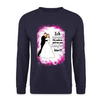Polterabend Partymonster Junggesellenabschied - Unisex Pullover - Navy - Vorne - Alina (178cm) & Michal (187cm)