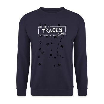 Mieux seul piste piste de lecture des pistes d'animaux tracker - Sweat-shirt Unisexe - marine - Devant - Alina (178cm) & Michal (187cm)