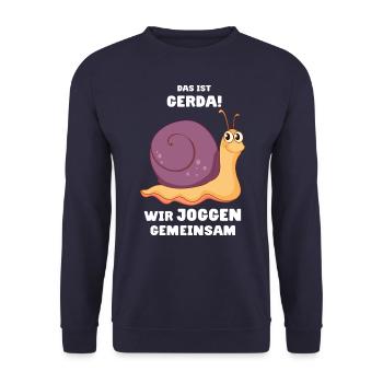 Das ist Gerda Wir joggen gemeinsam, Laufen, Rennen - Unisex Pullover - Navy - Vorne - Alina (178cm) & Michal (187cm)