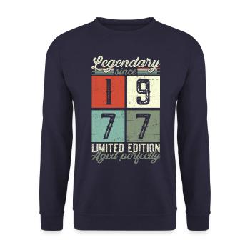 Legendary since 1977 45th birthday gift - Unisex Sweatshirt - navy - Front - Alina (178cm) & Michal (187cm)