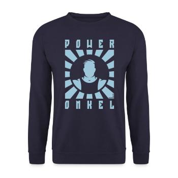 Power Onkel (Poweronkel / Strahlen / White) - Unisex Pullover - Navy - Vorne - Alina (178cm) & Michal (187cm)