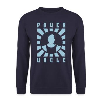Power Uncle (Strahlen / Black) - Unisex Pullover - Navy - Vorne - Alina (178cm) & Michal (187cm)