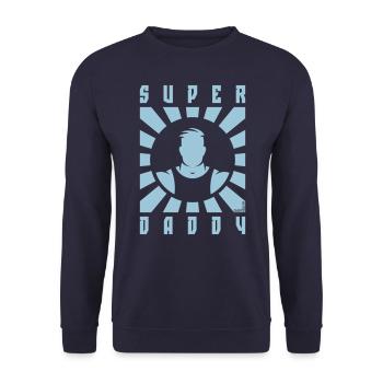 Super Daddy (Papa / Vater / Strahlen / White) - Unisex Pullover - Navy - Vorne - Alina (178cm) & Michal (187cm)