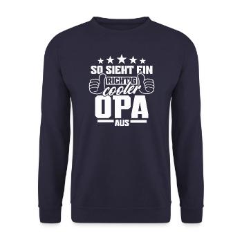 So sieht ein richtig cooler Opa aus - Unisex Pullover - Navy - Vorne - Alina (178cm) & Michal (187cm)