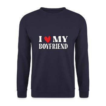 I love my boyfriend - Unisex Sweatshirt - navy - Front - Alina (178cm) & Michal (187cm)