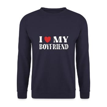 I love my boyfriend - Unisex Sweatshirt - navy - Front - Alina (178cm) & Michal (187cm)
