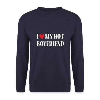 Ich liebe meinen heißen Freund - Unisex Pullover - Navy - Vorne - Alina (178cm) & Michal (187cm)