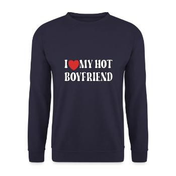 J’aime mon petit ami chaud - Sweat-shirt Unisexe - marine - Devant - Alina (178cm) & Michal (187cm)