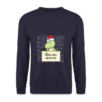 Es eskaliert eh lustige Weihnachten Dinosaurier - Unisex Pullover - Navy - Vorne - Alina (178cm) & Michal (187cm)