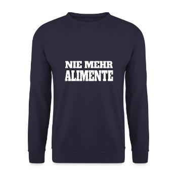 Nie mehr Alimente - Unisex Pullover - Navy - Vorne - Alina (178cm) & Michal (187cm)