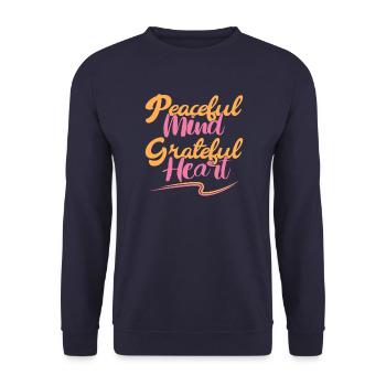 Peaceful Mind Grateful Heart - Unisex Pullover - Navy - Vorne - Alina (178cm) & Michal (187cm)