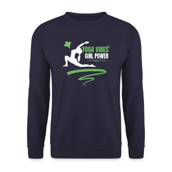 Yoga Vibes - Girl Power - cute women yoga design - Unisex Sweatshirt - navy - Front - Alina (178cm) & Michal (187cm)