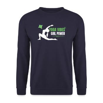 Yoga Vibes - Girl Power - cute women yoga design - Unisex Sweatshirt - navy - Front - Alina (178cm) & Michal (187cm)