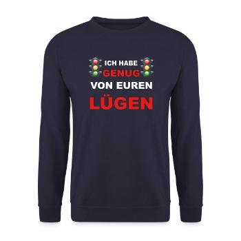 Stoppt die Ampel - ich hab genug von euren Lügen - Unisex Pullover - Navy - Vorne - Alina (178cm) & Michal (187cm)
