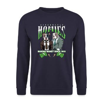 Sidehustle Homies - gagner de l’argent depuis 2023 - Sweat-shirt Unisexe - marine - Devant - Alina (178cm) & Michal (187cm)