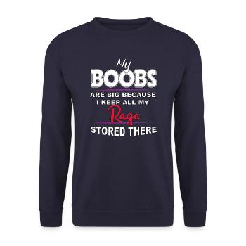 Boobs Are Big Because I stored All My Rage there - Unisex Pullover - Navy - Vorne - Alina (178cm) & Michal (187cm)