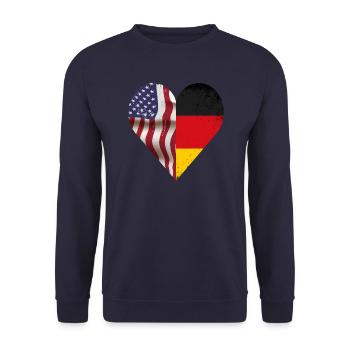 USA Germany Heart - Dual Citizenship Design - Unisex Sweatshirt - navy - Front - Alina (178cm) & Michal (187cm)