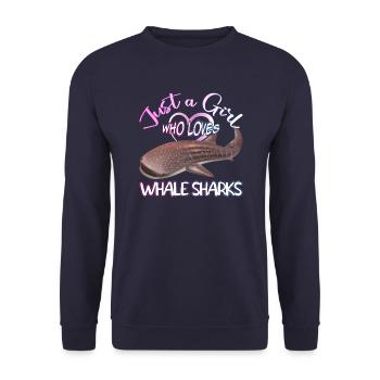Just a Girl who loves Whale Sharks - Scuba diving - Unisex Pullover - Navy - Vorne - Alina (178cm) & Michal (187cm)