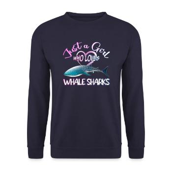 Just a Girl who loves Whale Sharks - Scuba diving - Unisex Pullover - Navy - Vorne - Alina (178cm) & Michal (187cm)