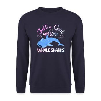 Just a Girl who loves Whale Sharks - Scuba diving - Unisex Pullover - Navy - Vorne - Alina (178cm) & Michal (187cm)