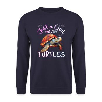 Juste une fille qui aime les tortues - Sweat-shirt Unisexe - marine - Devant - Alina (178cm) & Michal (187cm)