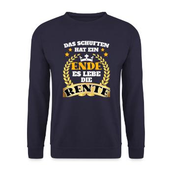 Das Schuften hat eine Ende es lebe Rente - Rentner - Unisex Pullover - Navy - Vorne - Alina (178cm) & Michal (187cm)
