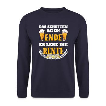 Das Schuften hat eine Ende es lebe Rente - Rentner - Unisex Pullover - Navy - Vorne - Alina (178cm) & Michal (187cm)