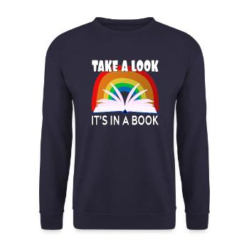 Take a Look It's In A Book Vintage Bookworm - Unisex Sweatshirt - navy - Front - Alina (178cm) & Michal (187cm)