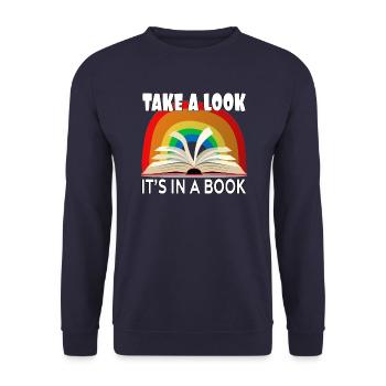 Take a Look It's In A Book Vintage Bookworm - Unisex Sweatshirt - navy - Front - Alina (178cm) & Michal (187cm)