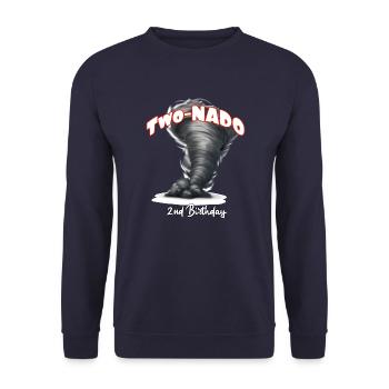 Two-nado Warning 2nd Birthday Tornado Themed Birth - Unisex Sweatshirt - navy - Front - Alina (178cm) & Michal (187cm)