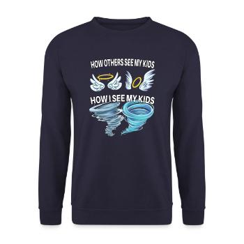 Wie andere meine Kinder sehen - Unisex Pullover - Navy - Vorne - Alina (178cm) & Michal (187cm)
