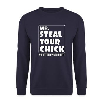 M. Voler votre poussin, faites mieux de faire attention ! - Sweat-shirt Unisexe - marine - Devant - Alina (178cm) & Michal (187cm)