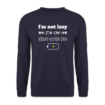 I'm not lazy I'm on energy saving mode - Unisex Sweatshirt - navy - Front - Alina (178cm) & Michal (187cm)