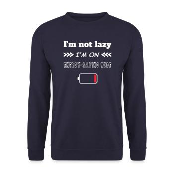 I'm not lazy I'm on energy saving mode - Unisex Sweatshirt - navy - Front - Alina (178cm) & Michal (187cm)